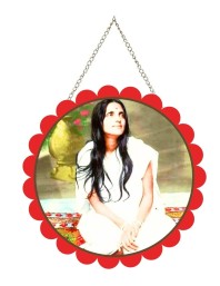 Anandamayi Maa Wall Hanging Photo Frame | 8 Inch Round Floral Design With Golden Hanging Chain | Decorative Religious Wall Decor For Home, Office, Temple & Pooja Room (F22076)