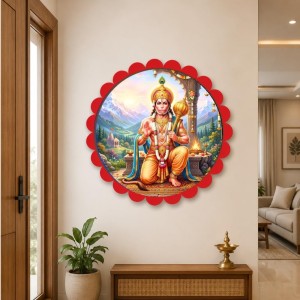 Lord Hanuman Wall Hanging Photo Frame | 8 Inch Round Floral Design With Golden Hanging Chain | Decorative Religious Wall Decor For Home, Office, Temple & Pooja Room (F22178) Lord Hanuman Wall Hanging Photo Frame | 8 Inch Round Floral Design With Golden Hanging Chain | Decorative Religious Wall Decor For Home, Office, Temple & Pooja Room (F22178)