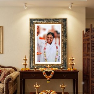 Mata Amritanandamayi Decorative Photo Frame With White Mount | Premium Wall & Tabletop Picture Frame | Home, Office & Temple Decoration | 10x14 Inch (Pack Of 1) (F33174)