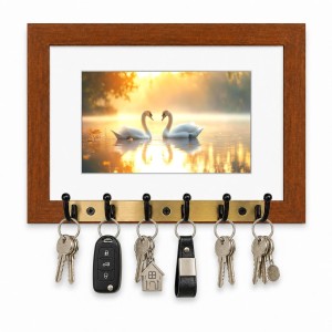 Decorative Wooden Photo Frame Key Hanger With Nature Picture, 12 X 8 Inch Wall Key Holder, 10 X 6 Inch Glossy Photo Frame, 6 Metal Hooks, Home Entrance Decor, Made In India (F38637) Decorative Wooden Photo Frame Key Hanger With Nature Picture, 12 X 8 Inch Wall Key Holder, 10 X 6 Inch Glossy Photo Frame, 6 Metal Hooks, Home Entrance Decor, Made In India (F38637)