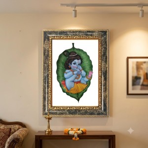 Krishna Decorative Photo Frame With White Mount | Premium Wall & Tabletop Picture Frame | Home, Office & Temple Decoration | 8x12 Inch (Pack Of 1) (F33236)