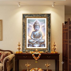 Turtle Decorative Photo Frame With White Mount | Premium Wall & Tabletop Picture Frame | Home, Office & Temple Decoration | 12x16 Inch (Pack Of 1) (F31475)