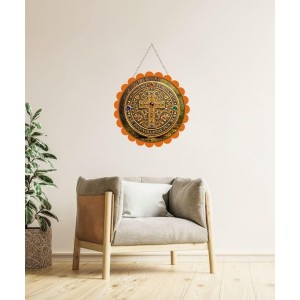 Jesus Symbol Wall Hanging Photo Frame | 8 Inch Round Floral Design With Golden Hanging Chain | Decorative Religious Wall Decor For Home, Office, Temple & Pooja Room (F22183) Jesus Symbol Wall Hanging Photo Frame | 8 Inch Round Floral Design With Golden Hanging Chain | Decorative Religious Wall Decor For Home, Office, Temple & Pooja Room (F22183)