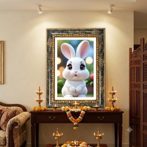 Rabbit Decorative Photo Frame With White Mount | Premium Wall & Tabletop Picture Frame | Home, Office & Temple Decoration | 10x14 Inch (Pack Of 1) (F31284)