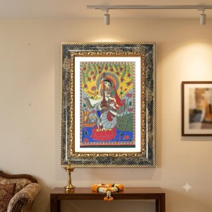 Saraswati Decorative Photo Frame With White Mount | Premium Wall & Tabletop Picture Frame | Home, Office & Temple Decoration | 8x12 Inch (Pack Of 1) (F31565)