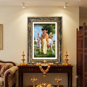 Lord Dattatreya Decorative Photo Frame With White Mount | Premium Wall & Tabletop Picture Frame | Home, Office & Temple Decoration | 10x14 Inch (Pack Of 1) (F31319)