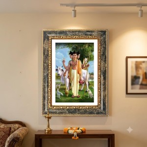 Lord Dattatreya Decorative Photo Frame With White Mount | Premium Wall & Tabletop Picture Frame | Home, Office & Temple Decoration | 10x14 Inch (Pack Of 1) (F31319)