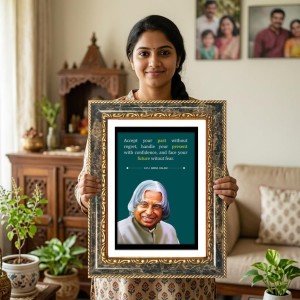 Dr. A.P.J. Abdul Kalam, Paired With An Empowering Motivational Quote Decorative Photo Frame With White Mount | Premium Wall & Tabletop Picture Frame | Home, Office & Temple Decoration | 8x12 Inch (Pa
