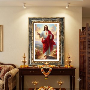 Jesus Christ Decorative Photo Frame With White Mount | Premium Wall & Tabletop Picture Frame | Home, Office & Temple Decoration | 10x14 Inch (Pack Of 1) (F32587) Jesus Christ Decorative Photo Frame With White Mount | Premium Wall & Tabletop Picture Frame | Home, Office & Temple Decoration | 10x14 Inch (Pack Of 1) (F32587)