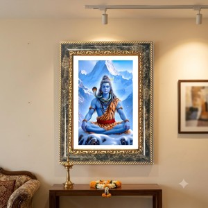 Krishna And Radhaa Decorative Photo Frame With White Mount | Premium Wall & Tabletop Picture Frame | Home, Office & Temple Decoration | 12x16 Inch (Pack Of 1) (F32630)