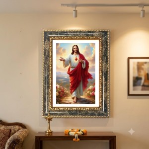 Jesus Christ Decorative Photo Frame With White Mount | Premium Wall & Tabletop Picture Frame | Home, Office & Temple Decoration | 10x14 Inch (Pack Of 1) (F32587) Jesus Christ Decorative Photo Frame With White Mount | Premium Wall & Tabletop Picture Frame | Home, Office & Temple Decoration | 10x14 Inch (Pack Of 1) (F32587)
