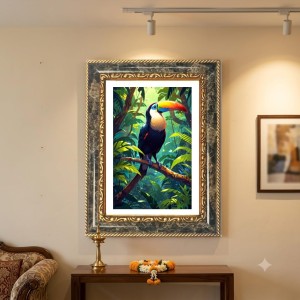 Toucan Decorative Photo Frame With White Mount | Premium Wall & Tabletop Picture Frame | Home, Office & Temple Decoration | 8x12 Inch (Pack Of 1) (F32682)