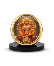 Car Dashboard/Table Top Panchmukhi Hanuman Metal Golden Photo Stand 2x2 Inches, Compact & Stylish Spiritual Display For Car, Home & Office (Pack Of 1) (F24711)