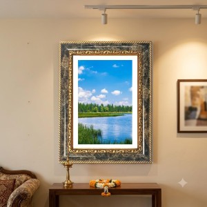 Goddess Durga Decorative Photo Frame With White Mount | Premium Wall & Tabletop Picture Frame | Home, Office & Temple Decoration | 12x16 Inch (Pack Of 1) (F31363)