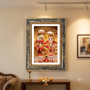 Radhaa Krishna Decorative Photo Frame With White Mount | Premium Wall & Tabletop Picture Frame | Home, Office & Temple Decoration | 8x12 Inch (Pack Of 1) (F32405)