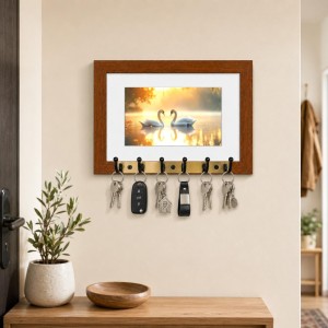 Decorative Wooden Photo Frame Key Hanger With Nature Picture, 12 X 8 Inch Wall Key Holder, 10 X 6 Inch Glossy Photo Frame, 6 Metal Hooks, Home Entrance Decor, Made In India (F38637) Decorative Wooden Photo Frame Key Hanger With Nature Picture, 12 X 8 Inch Wall Key Holder, 10 X 6 Inch Glossy Photo Frame, 6 Metal Hooks, Home Entrance Decor, Made In India (F38637)