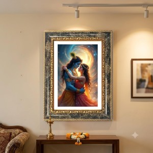 Radhaa Krishna Decorative Photo Frame With White Mount | Premium Wall & Tabletop Picture Frame | Home, Office & Temple Decoration | 12x16 Inch (Pack Of 1) (F33000)