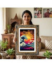 The Great Wave Off Kanagawa Decorative Photo Frame With White Mount | Premium Wall & Tabletop Picture Frame | Home, Office & Temple Decoration | 8x12 Inch (Pack Of 1) (F31624)