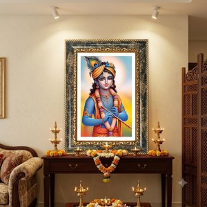 Krishna Decorative Photo Frame With White Mount | Premium Wall & Tabletop Picture Frame | Home, Office & Temple Decoration | 10x14 Inch (Pack Of 1) (F33233)
