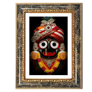 Lord Jagannatha Decorative Photo Frame With White Mount | Premium Wall & Tabletop Picture Frame | Home, Office & Temple Decoration | 10x14 Inch (Pack Of 1) (F33183)