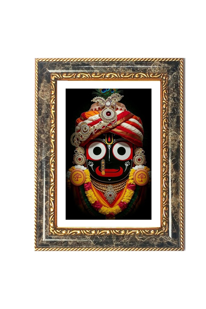 Lord Jagannatha Decorative Photo Frame With White Mount | Premium Wall & Tabletop Picture Frame | Home, Office & Temple Decoration | 10x14 Inch (Pack Of 1) (F33183)