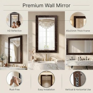 Acrylic Wall Mirror with Black Frame | Lightweight Shatter-Resistant Decorative Mirror for Entryway, Living Room, Bedroom & Bathroom | Durable, Clear Reflection | Wall Mounted Home Décor Acrylic Wall Mirror with Black Frame | Lightweight Shatter-Resistant Decorative Mirror for Entryway, Living Room, Bedroom & Bathroom | Durable, Clear Reflection | Wall Mounted Home Décor