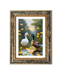 Ducks In A Pond Decorative Photo Frame With White Mount | Premium Wall & Tabletop Picture Frame | Home, Office & Temple Decoration | 8x12 Inch (Pack Of 1) (F32429)