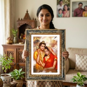 Lord Ram And Sita Decorative Photo Frame With White Mount | Premium Wall & Tabletop Picture Frame | Home, Office & Temple Decoration | 8x12 Inch (Pack Of 1) (F32514) Lord Ram And Sita Decorative Photo Frame With White Mount | Premium Wall & Tabletop Picture Frame | Home, Office & Temple Decoration | 8x12 Inch (Pack Of 1) (F32514)