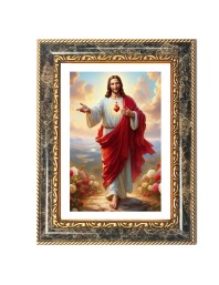 Jesus Christ Decorative Photo Frame With White Mount | Premium Wall & Tabletop Picture Frame | Home, Office & Temple Decoration | 10x14 Inch (Pack Of 1) (F32587)