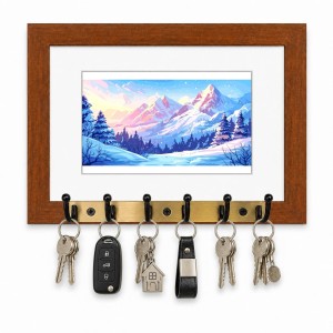 Decorative Wooden Photo Frame Key Hanger With Nature Picture, 12 X 8 Inch Wall Key Holder, 10 X 6 Inch Glossy Photo Frame, 6 Metal Hooks, Home Entrance Decor, Made In India (F38674) Decorative Wooden Photo Frame Key Hanger With Nature Picture, 12 X 8 Inch Wall Key Holder, 10 X 6 Inch Glossy Photo Frame, 6 Metal Hooks, Home Entrance Decor, Made In India (F38674)