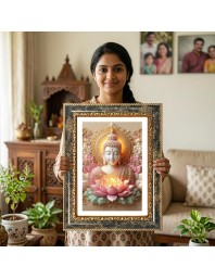 Krishna And Radhaa Decorative Photo Frame With White Mount | Premium Wall & Tabletop Picture Frame | Home, Office & Temple Decoration | 12x16 Inch (Pack Of 1) (F32503)