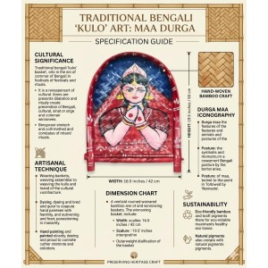 Handicrafts Bamboo Kulo Tray â€“ Handmade & Hand-Painted Bengali Bride Art Soop/Kulo Basket | Traditional Decorative Bamboo Tray for Puja, Wedding Rituals, Home DÃ©cor, Storage & Gifting