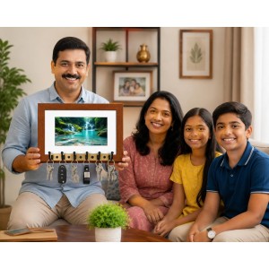Decorative Wooden Photo Frame Key Hanger With Nature Picture, 12 X 8 Inch Wall Key Holder, 10 X 6 Inch Glossy Photo Frame, 6 Metal Hooks, Home Entrance Decor, Made In India (F38682) Decorative Wooden Photo Frame Key Hanger With Nature Picture, 12 X 8 Inch Wall Key Holder, 10 X 6 Inch Glossy Photo Frame, 6 Metal Hooks, Home Entrance Decor, Made In India (F38682)