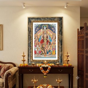 (Durga Parivar) And Lord Shiva Decorative Photo Frame With White Mount | Premium Wall & Tabletop Picture Frame | Home, Office & Temple Decoration | 8x12 Inch (Pack Of 1) (F31221) (Durga Parivar) And Lord Shiva Decorative Photo Frame With White Mount | Premium Wall & Tabletop Picture Frame | Home, Office & Temple Decoration | 8x12 Inch (Pack Of 1) (F31221)