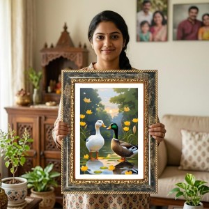 Ducks In A Pond Decorative Photo Frame With White Mount | Premium Wall & Tabletop Picture Frame | Home, Office & Temple Decoration | 8x12 Inch (Pack Of 1) (F32429) Ducks In A Pond Decorative Photo Frame With White Mount | Premium Wall & Tabletop Picture Frame | Home, Office & Temple Decoration | 8x12 Inch (Pack Of 1) (F32429)