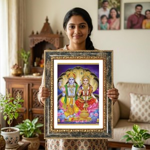 Rama Sita Decorative Photo Frame With White Mount | Premium Wall & Tabletop Picture Frame | Home, Office & Temple Decoration | 8x12 Inch (Pack Of 1) (F33124)