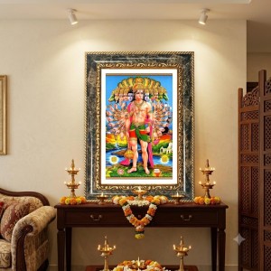 Hanuman Decorative Photo Frame With White Mount | Premium Wall & Tabletop Picture Frame | Home, Office & Temple Decoration | 8x12 Inch (Pack Of 1) (F32426)