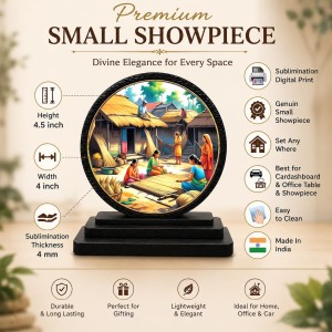 Car Dashboard Wooden Indian Village Scene Showpiece | 4 X 4.5 Inch Sublimation Printed Decorative Stand | 4 Mm MDF | Home Decor | Made in India (F33298) Car Dashboard Wooden Indian Village Scene Showpiece | 4 X 4.5 Inch Sublimation Printed Decorative Stand | 4 Mm MDF | Home Decor | Made in India (F33298)