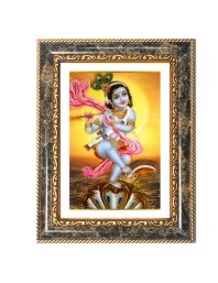 Divine Krishna Decorative Photo Frame With White Mount | Premium Wall & Tabletop Picture Frame | Home, Office & Temple Decoration | 8x12 Inch (Pack Of 1) (F31495)