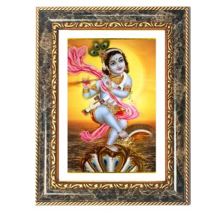 Divine Krishna Decorative Photo Frame With White Mount | Premium Wall & Tabletop Picture Frame | Home, Office & Temple Decoration | 8x12 Inch (Pack Of 1) (F31495)