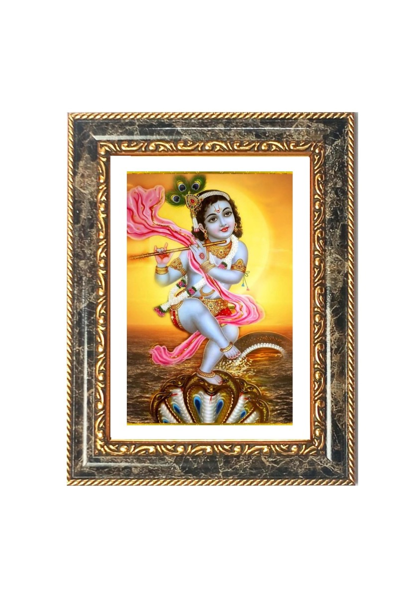 Divine Krishna Decorative Photo Frame With White Mount | Premium Wall & Tabletop Picture Frame | Home, Office & Temple Decoration | 8x12 Inch (Pack Of 1) (F31495)
