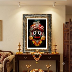 Lord Jagannatha Decorative Photo Frame With White Mount | Premium Wall & Tabletop Picture Frame | Home, Office & Temple Decoration | 10x14 Inch (Pack Of 1) (F33183)