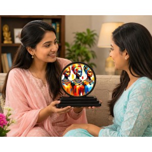 Car Dashboard Wooden Vibrant Artwork Showpiece | 4 X 4.5 Inch Sublimation Printed Decorative Stand | 4 Mm MDF | Home Decor | Made in India (F33631)
