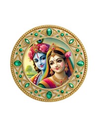 Lord Krishna and Radhaa Fridge Magnet Wooden | Glossy Sublimation Print | 4x4 Inch | Strong Magnet Back | Decorative Magnet for Fridge, Almirah & Temple Decor (F23784)