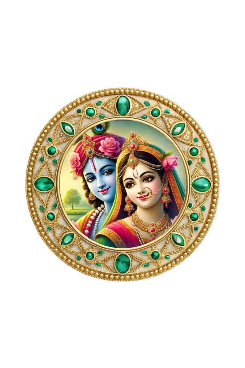 Lord Krishna and Radhaa Fridge Magnet Wooden | Glossy Sublimation Print | 4x4 Inch | Strong Magnet Back | Decorative Magnet for Fridge, Almirah & Temple Decor (F23784)