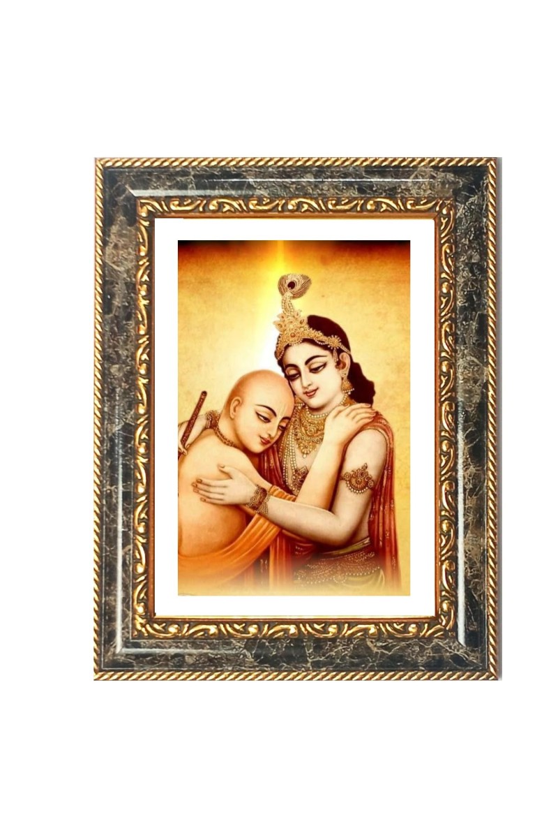 Krishna Sudama Decorative Photo Frame With White Mount | Premium Wall & Tabletop Picture Frame | Home, Office & Temple Decoration | 8x12 Inch (Pack Of 1) (F31493)