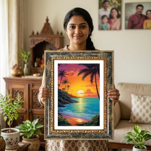 Tropical Sunset Canvas Wall Art Decorative Photo Frame With White Mount | Premium Wall & Tabletop Picture Frame | Home, Office & Temple Decoration | 8x12 Inch (Pack Of 1) (F32660) Tropical Sunset Canvas Wall Art Decorative Photo Frame With White Mount | Premium Wall & Tabletop Picture Frame | Home, Office & Temple Decoration | 8x12 Inch (Pack Of 1) (F32660)