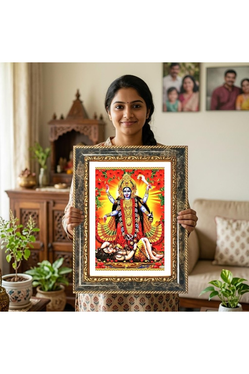 Kali Decorative Photo Frame With White Mount | Premium Wall & Tabletop Picture Frame | Home, Office & Temple Decoration | 8x12 Inch (Pack Of 1) (F32620)