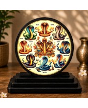 Car Dashboard Wooden Ashta Nagas Showpiece | 4 X 4.5 Inch Sublimation Printed Decorative Stand | 4 Mm MDF | Home Decor | Made in India (F33586)