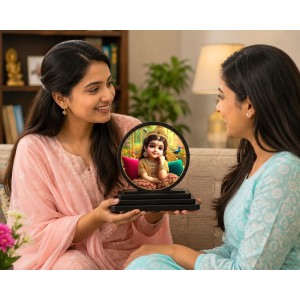 Car Dashboard Wooden Shri Radhaa Rani Showpiece | 4 X 4.5 Inch Sublimation Printed Decorative Stand | 4 Mm MDF | Home Decor | Made in India (F33679)